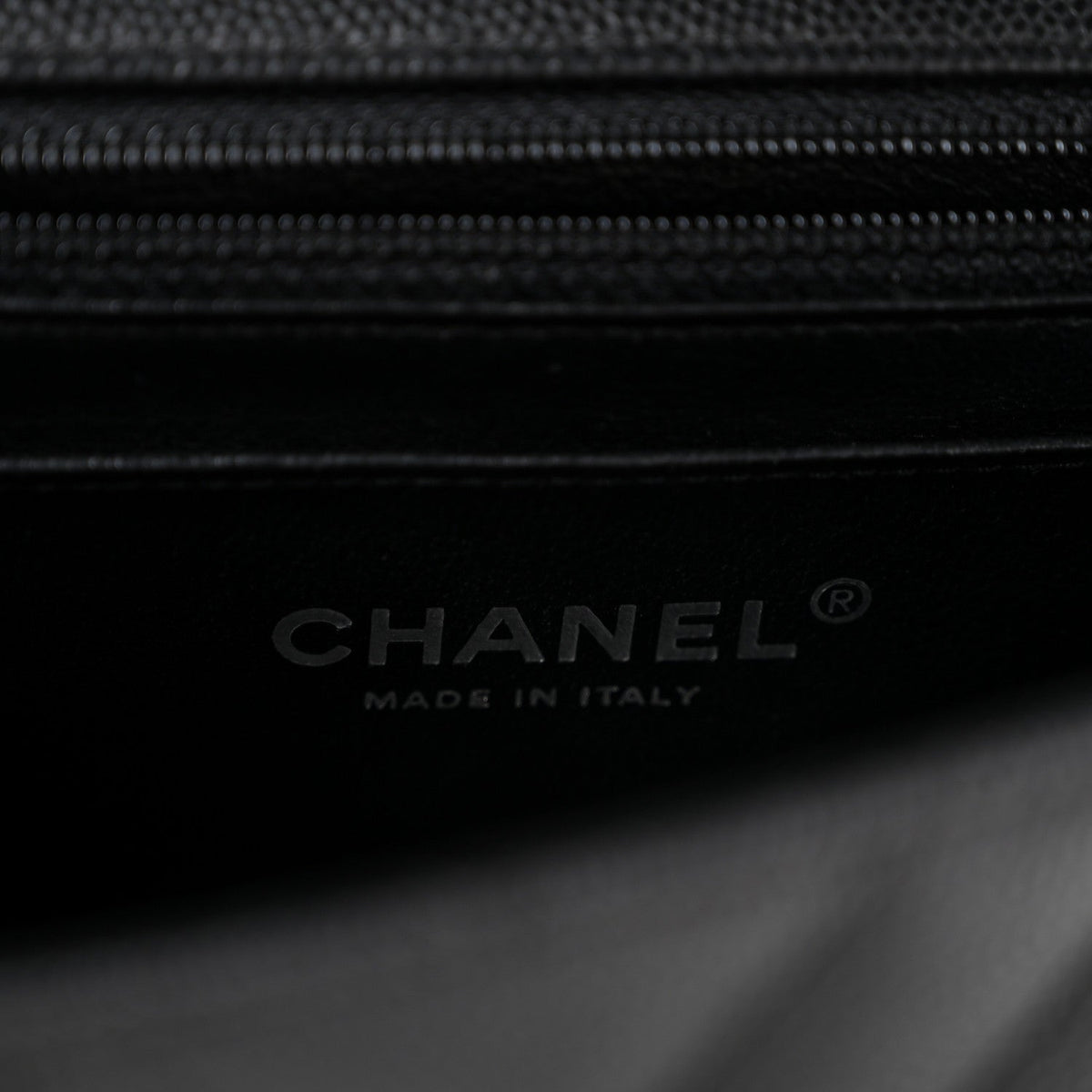 Caviar Chevron Quilted Mini Rectangular Flap Black