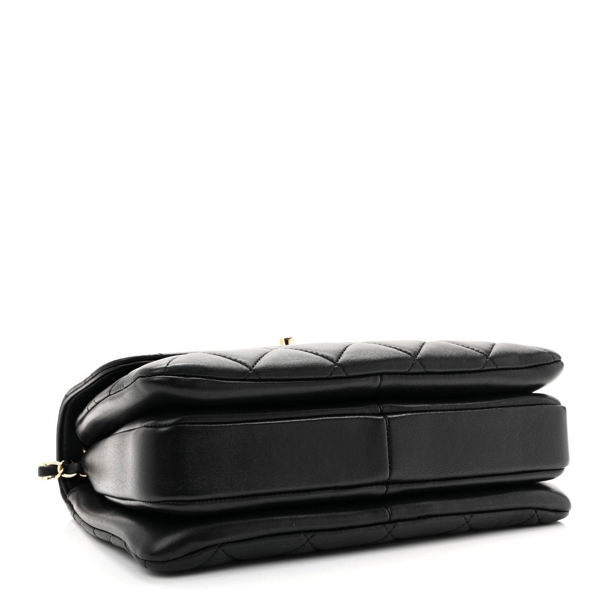 Lambskin Quilted Small Trendy CC Dual Handle Flap Bag Black
