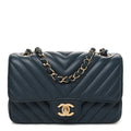 Lambskin Chevron Quilted Mini Rectangular Flap Dark Grey