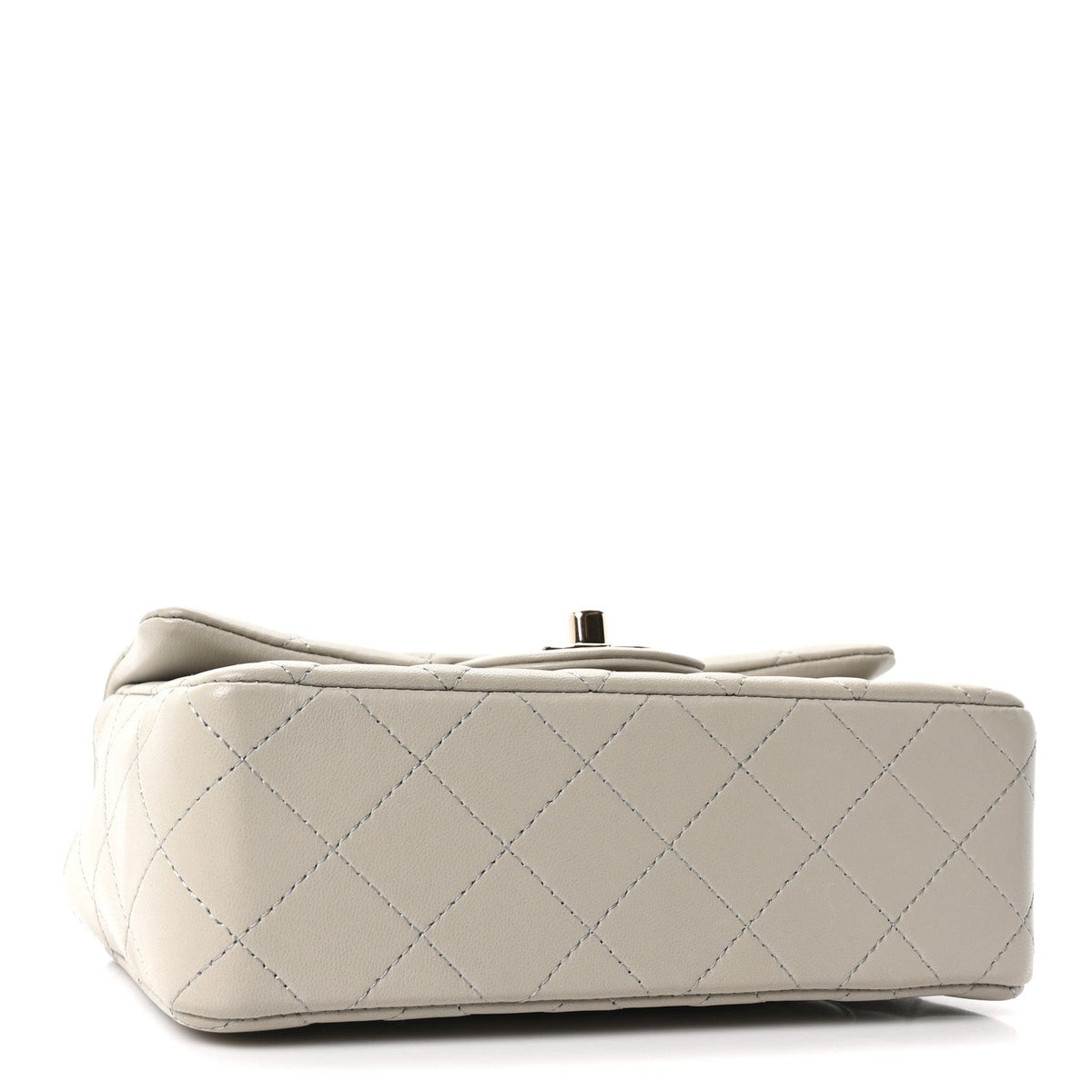 Lambskin Quilted Mini Rectangular Flap Grey