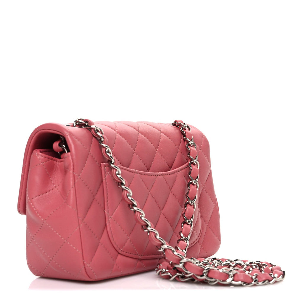 Lambskin Quilted Mini Rectangular Flap Pink