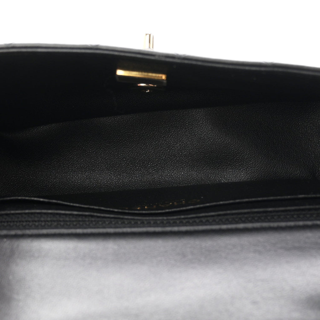 Lambskin Quilted Mini Rectangular Flap Black