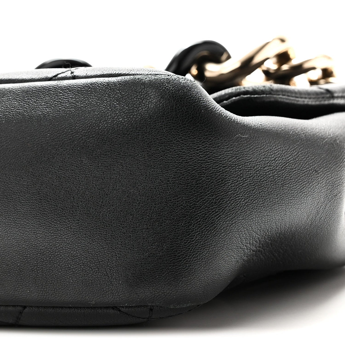 Lambskin Quilted Resin Bi-Color Chain Flap Bag Black