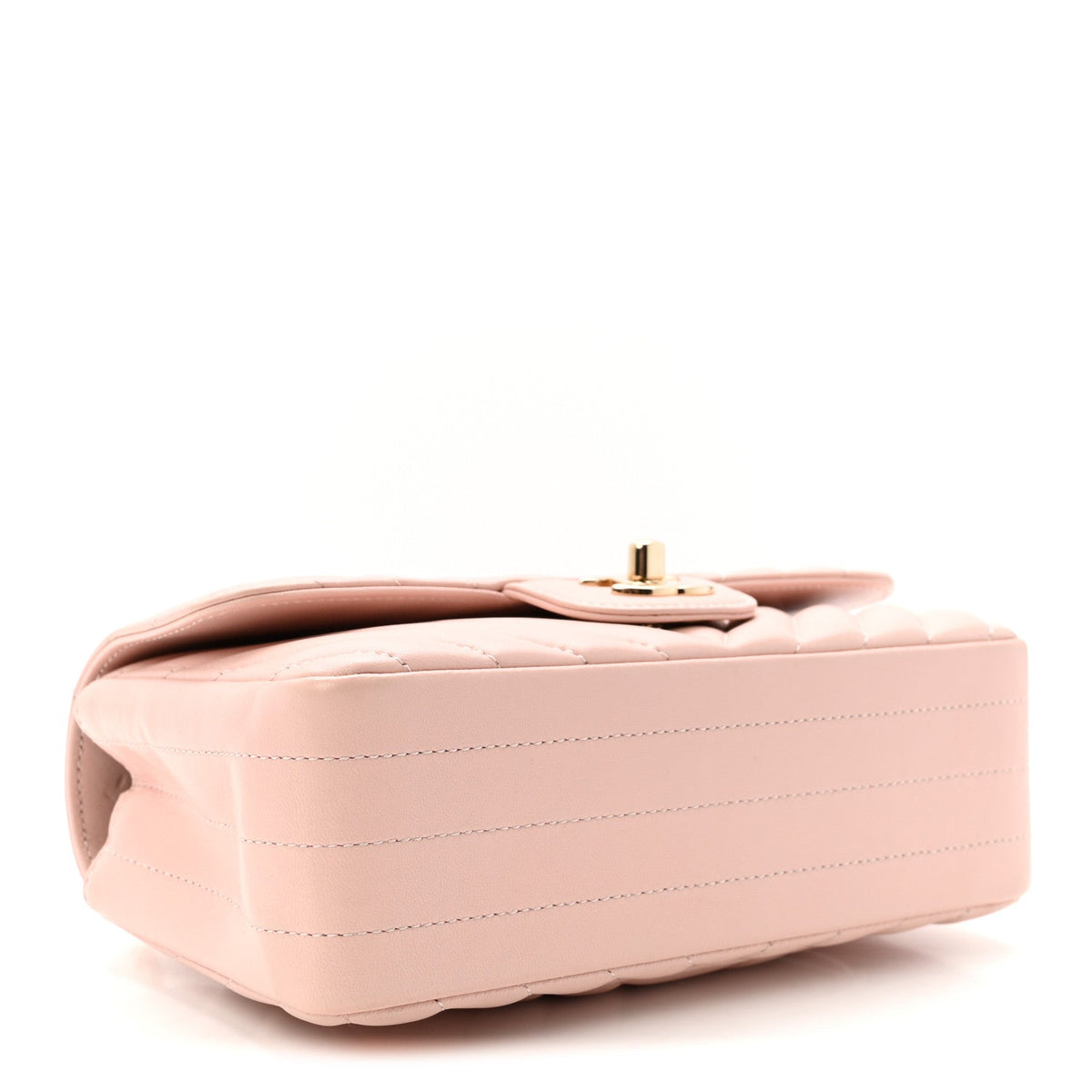Calfskin Chevron Quilted Mini Rectangular Flap Light Pink