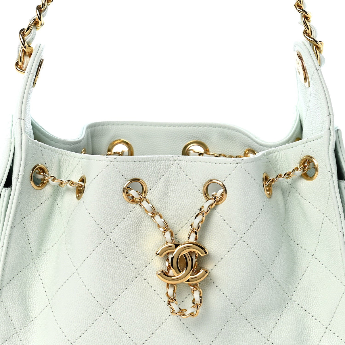Caviar Quilted Mini Chanel 25 Handbag Light Green