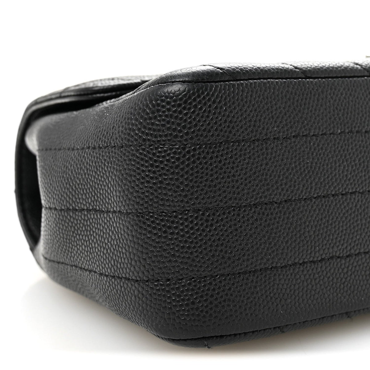 Caviar Chevron Quilted Mini Rectangular Flap Black