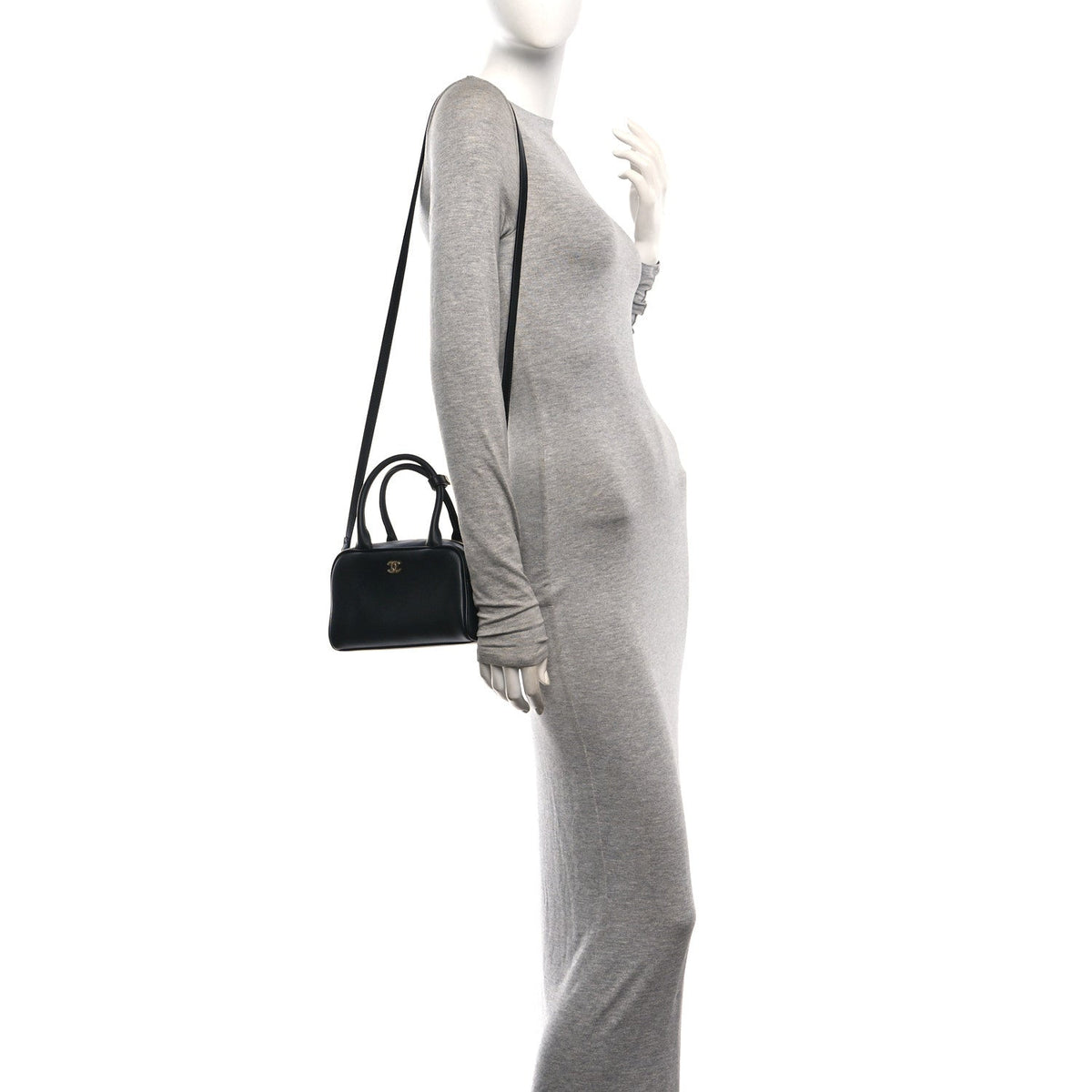 Calfskin Small Perfect Bowling Bag Black
