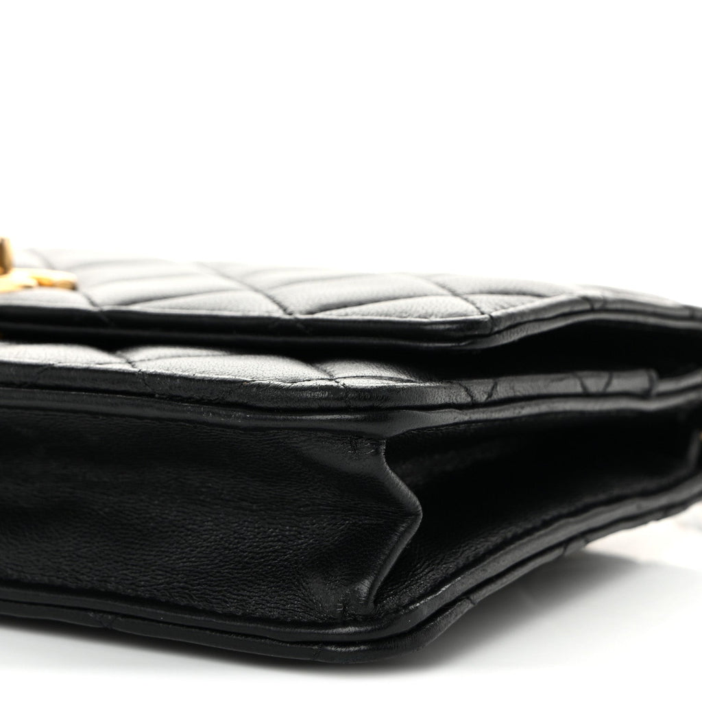 Lambskin Quilted CC Pearl Crush Wallet on Chain WOC Black