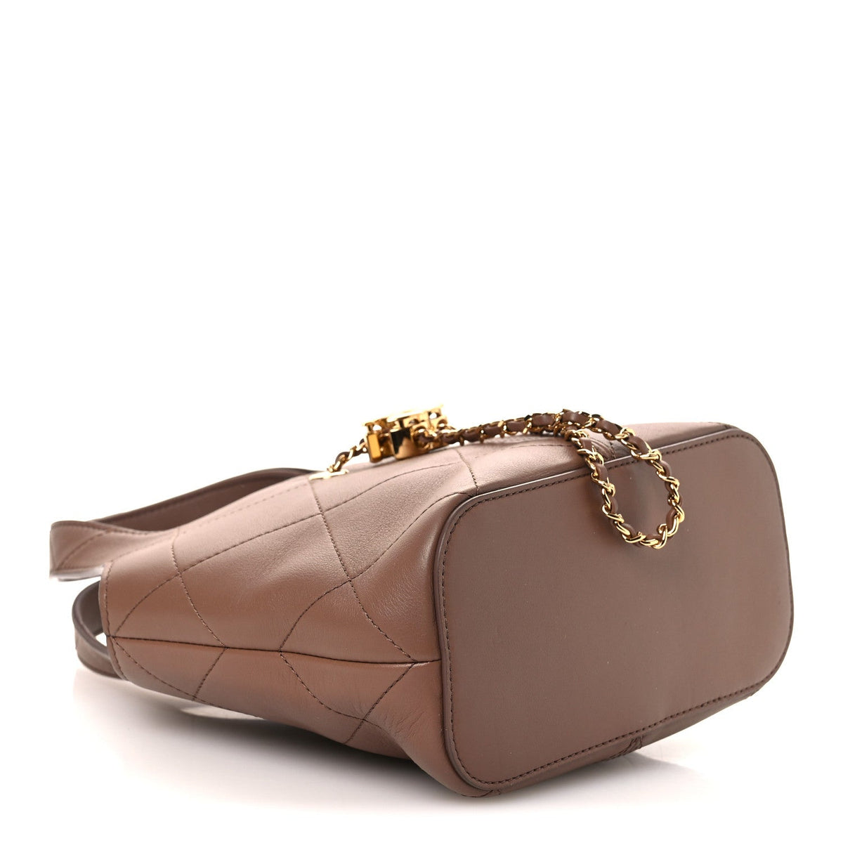 Calfskin Quilted Daily Trendy Shopping Bag Brown