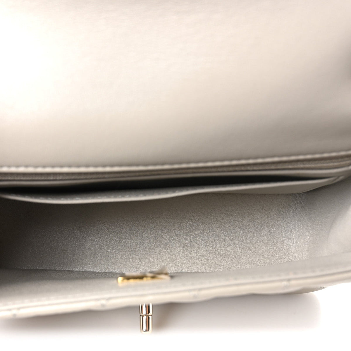 Lambskin Quilted Mini Rectangular Flap Grey