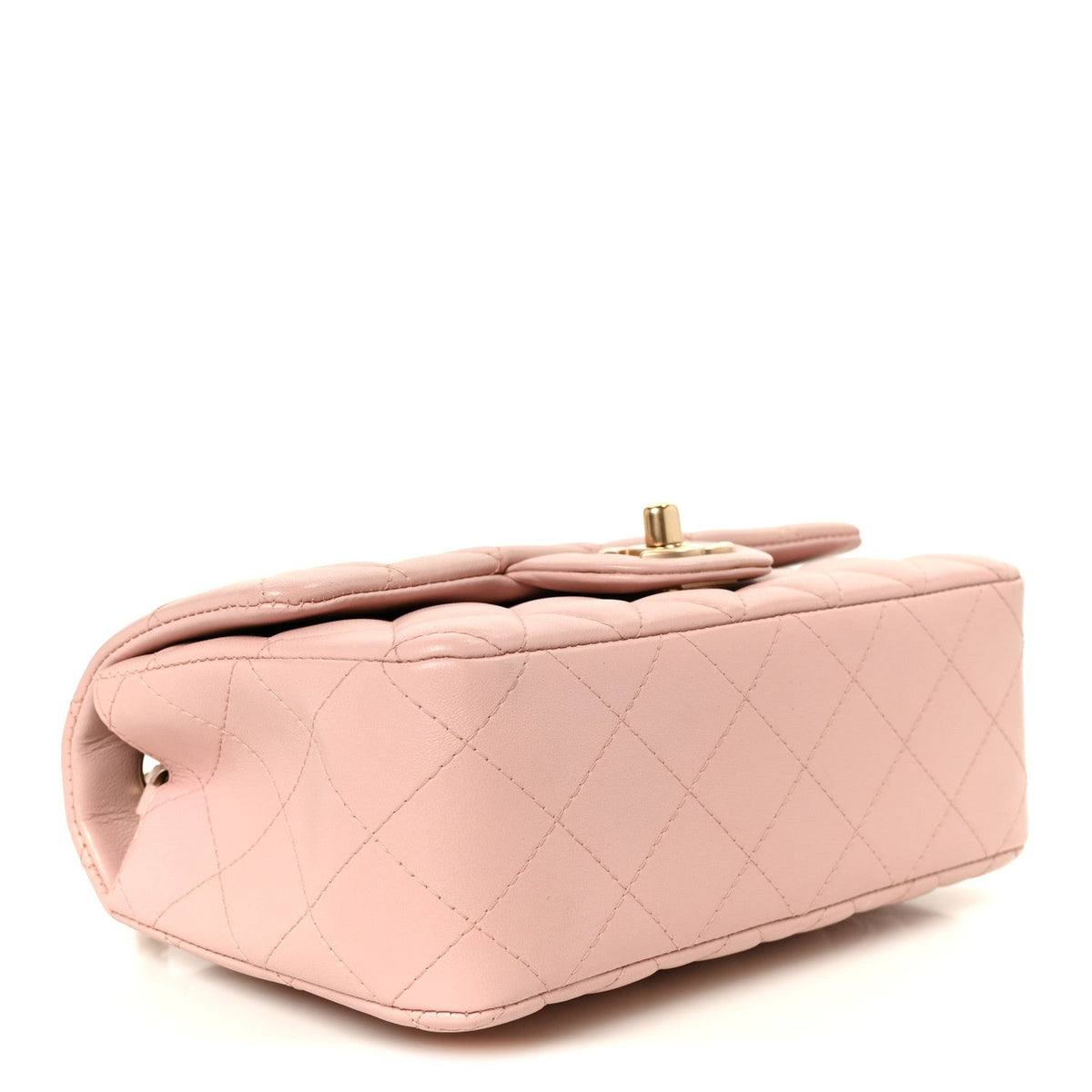 Lambskin Quilted Mini Rectangular Flap Light Pink