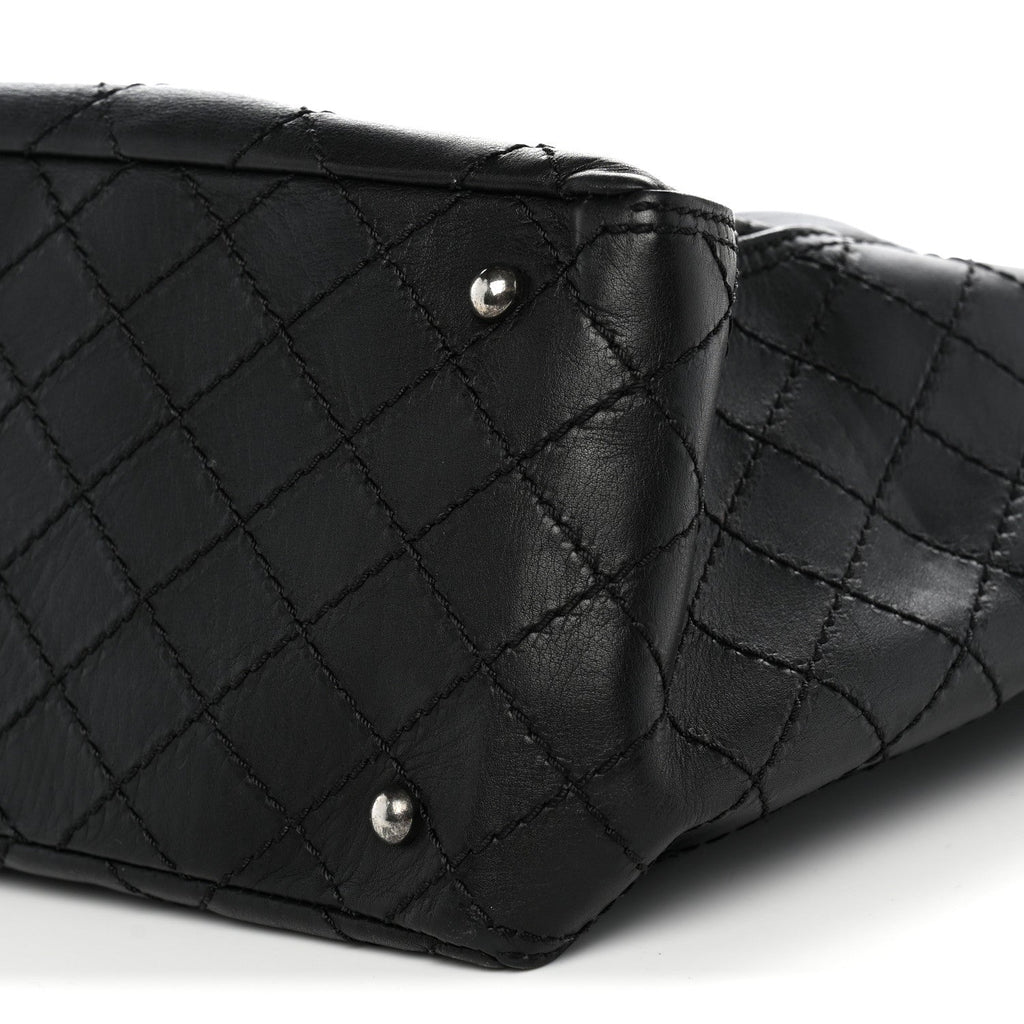 Grained Calfskin CC Pocket Tote Black