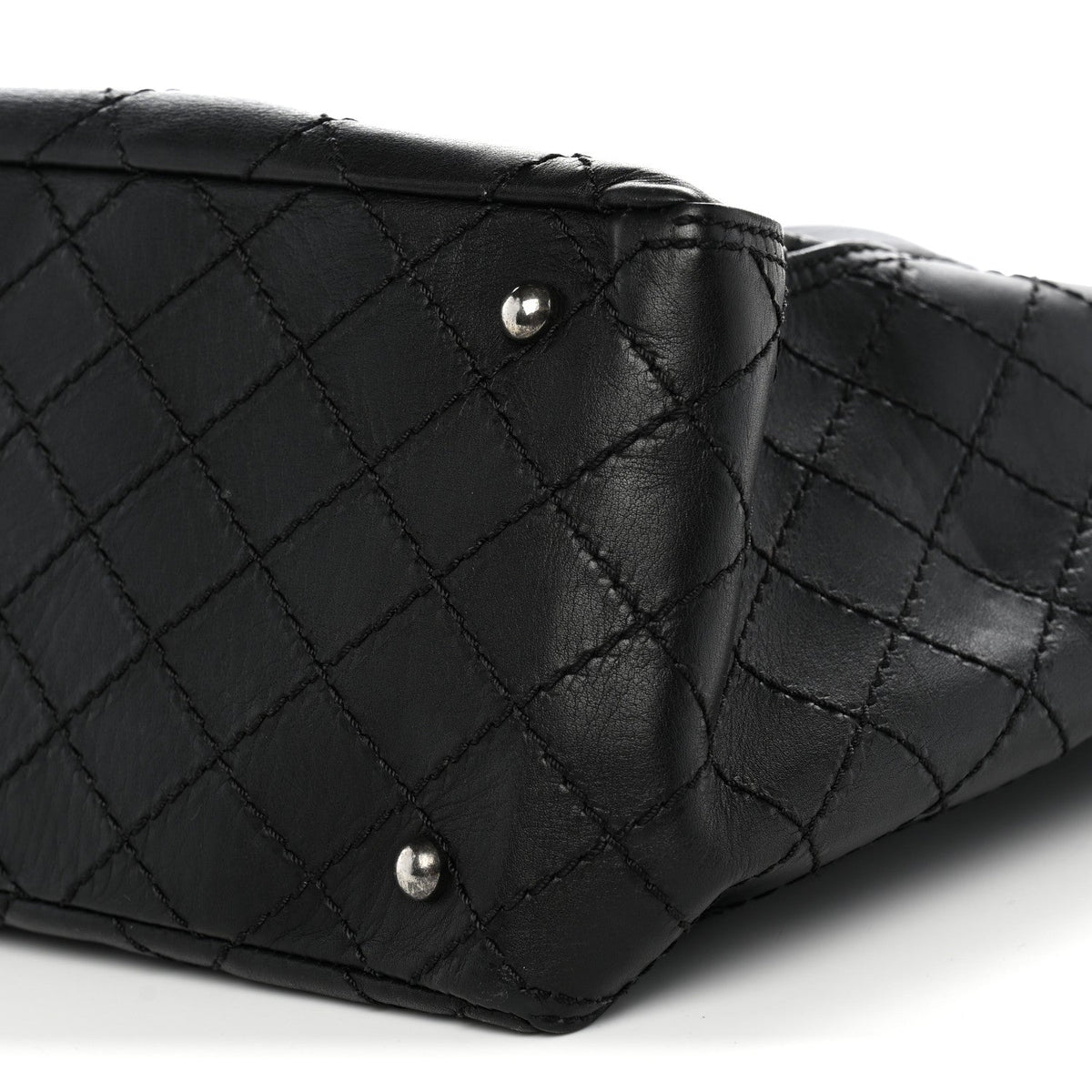 Grained Calfskin CC Pocket Tote Black