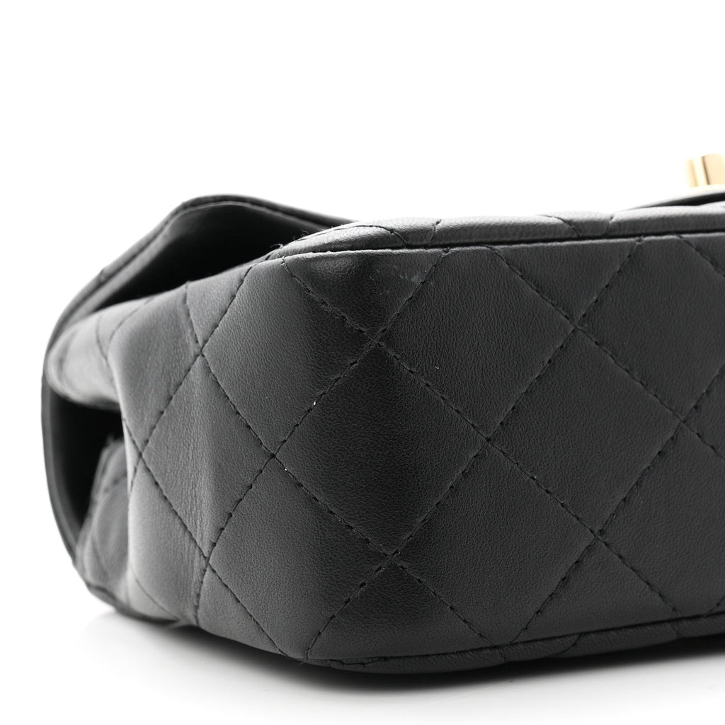 Lambskin Quilted Mini Rectangular Flap Black