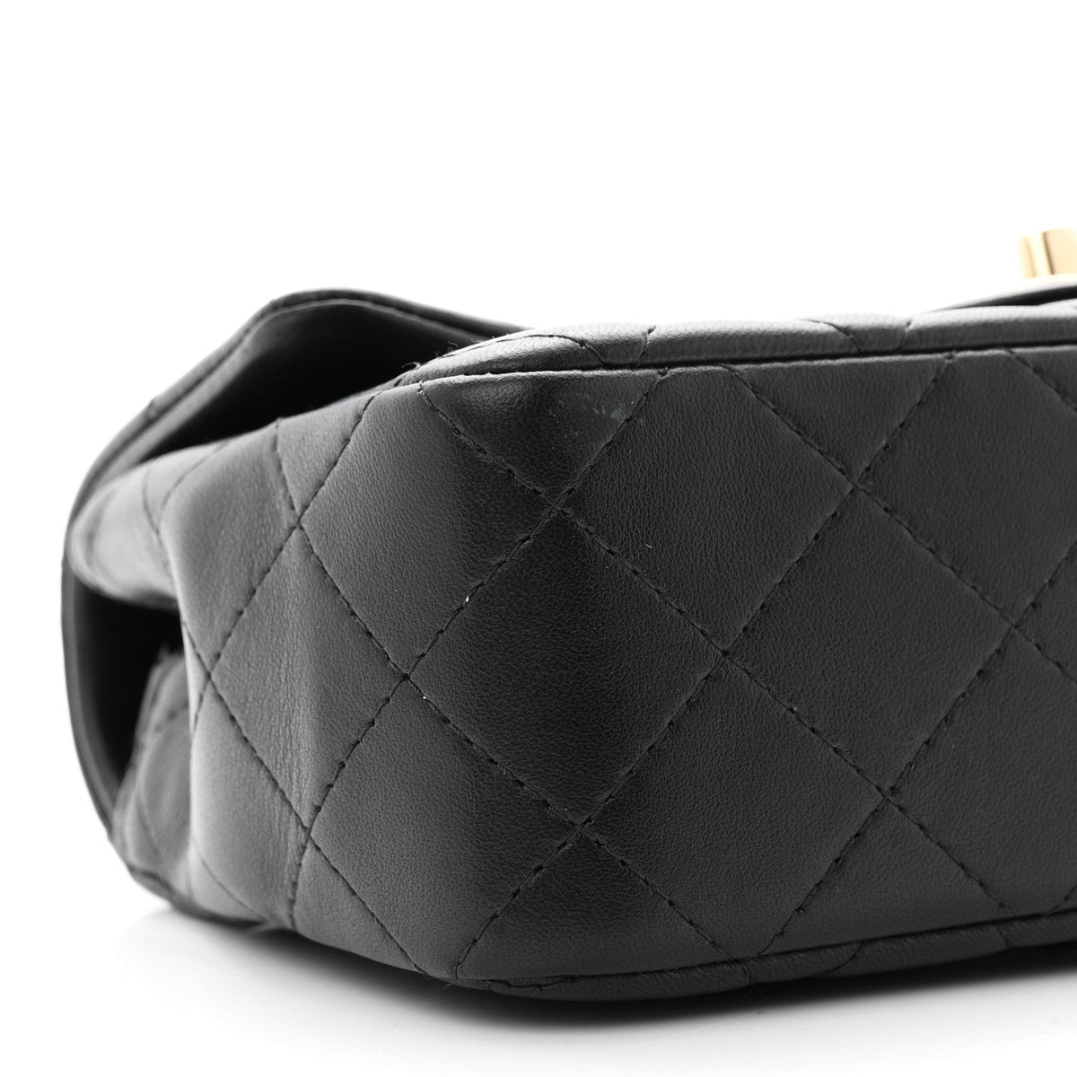 Lambskin Quilted Mini Rectangular Flap Black
