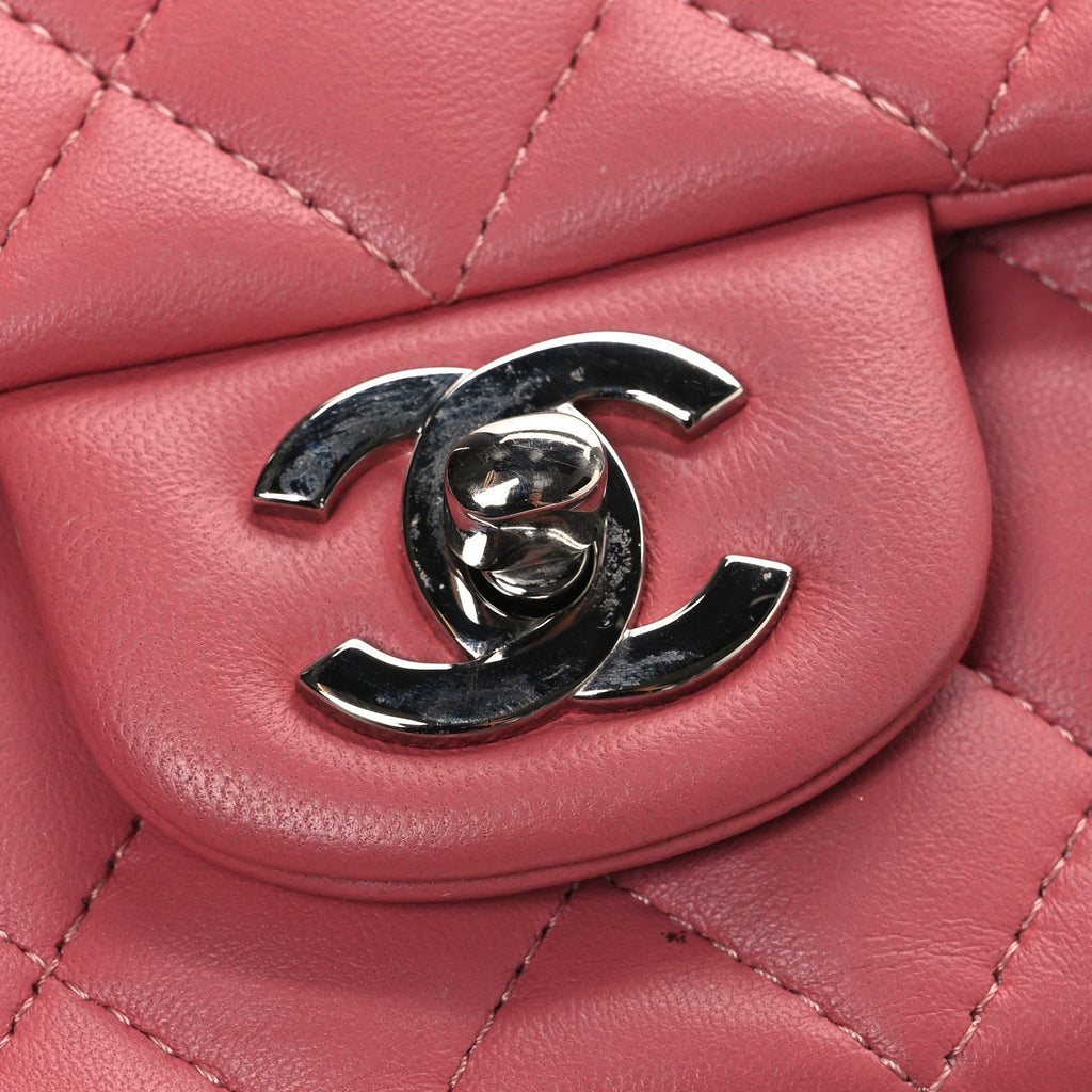 Lambskin Quilted Mini Rectangular Flap Pink