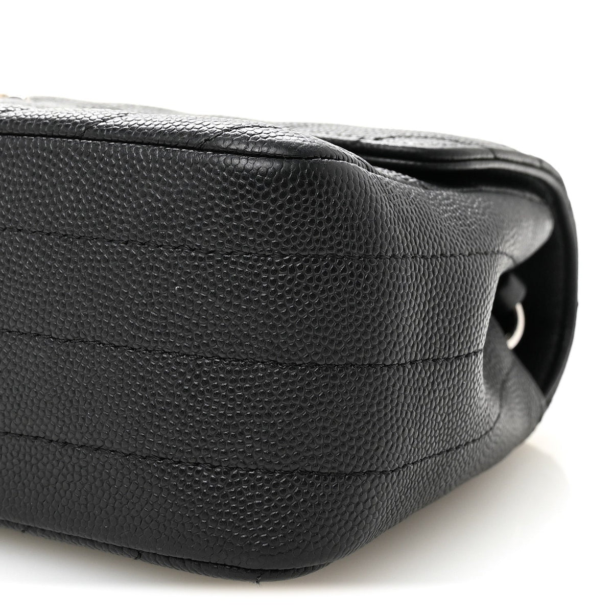 Caviar Chevron Quilted Mini Rectangular Flap Black