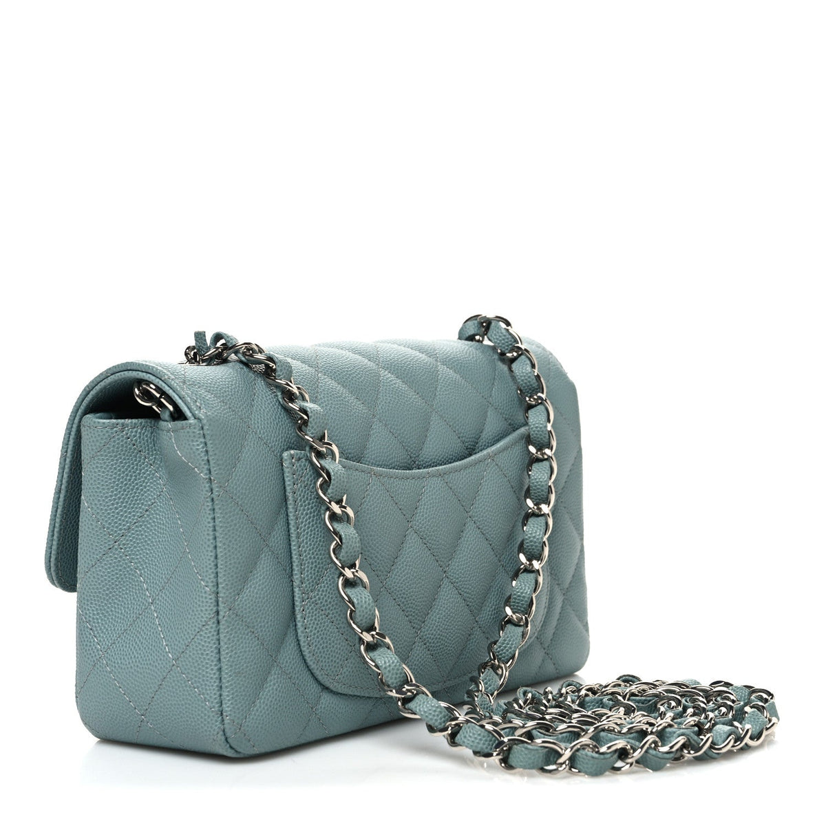 Caviar Quilted Mini Rectangular Flap Blue