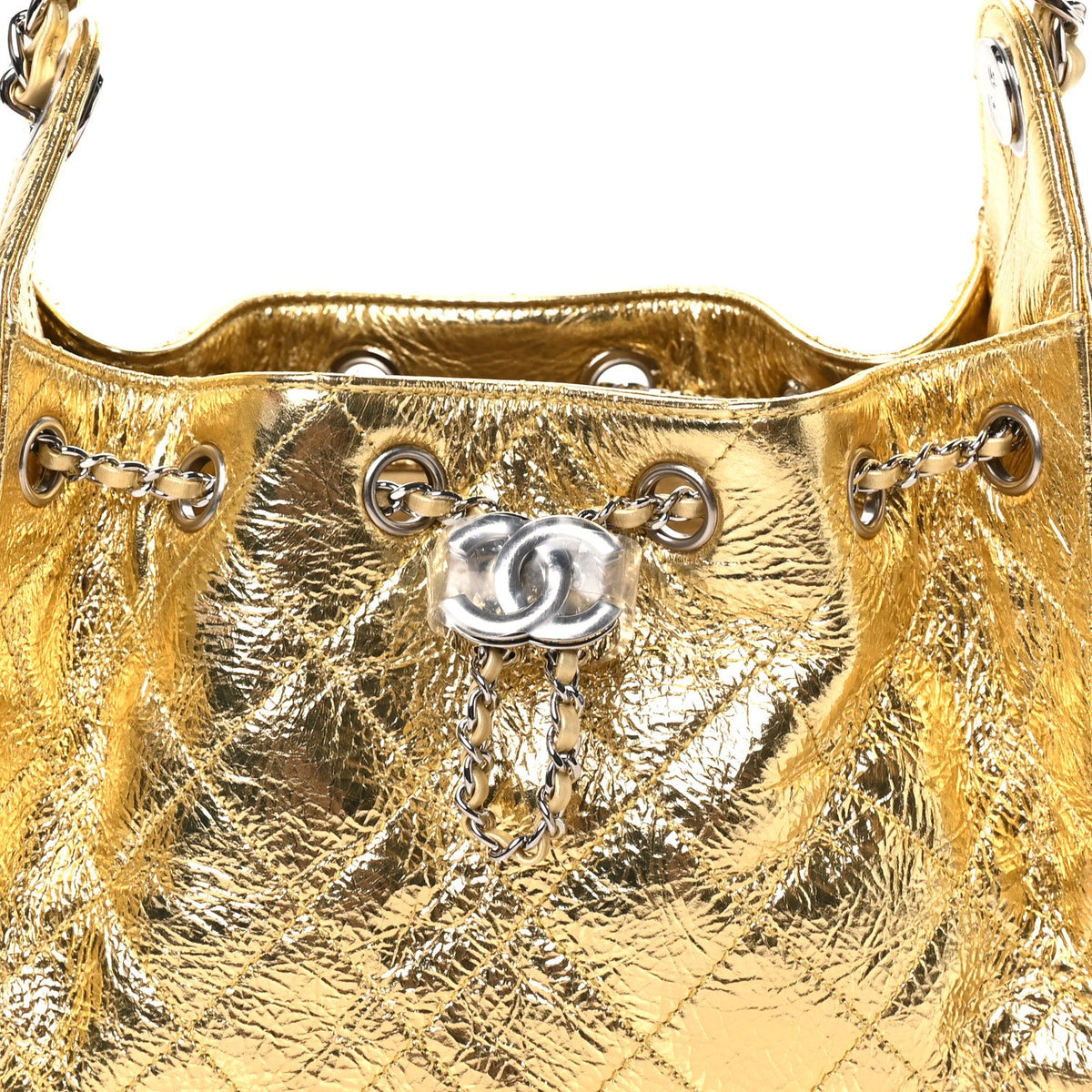 Metallic Aged Calfskin Quilted Mini Chanel 25 Handbag Gold