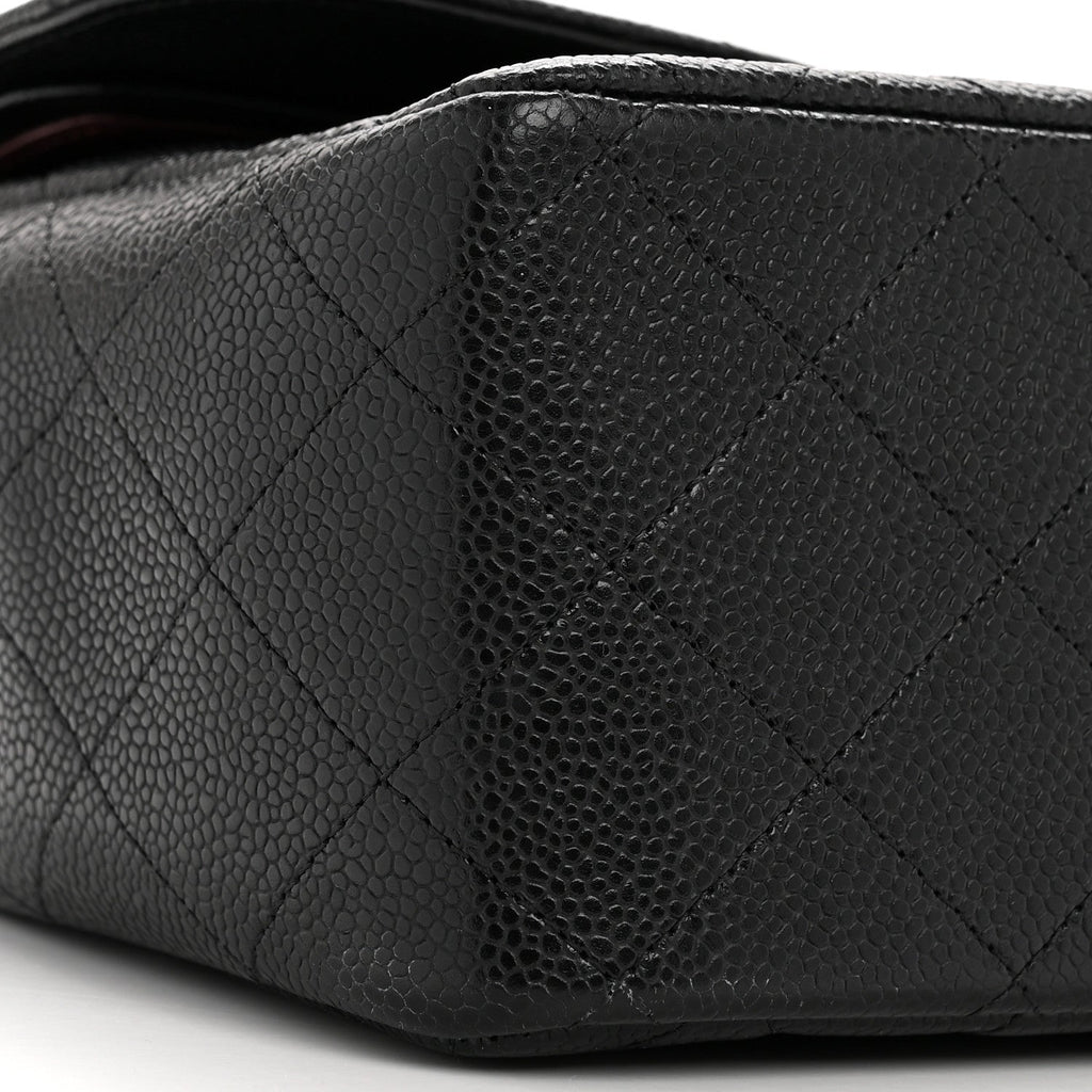 Caviar Quilted Jumbo Double Flap Black