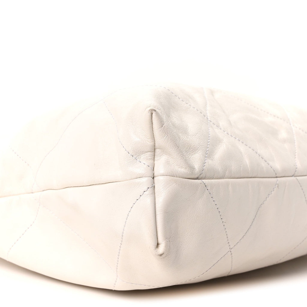 Shiny Calfskin Quilted Chanel 22 White