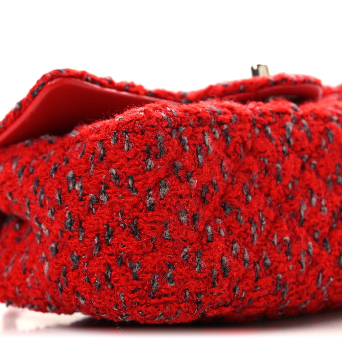 Tweed Quilted Mini Rectangular Flap Red Grey