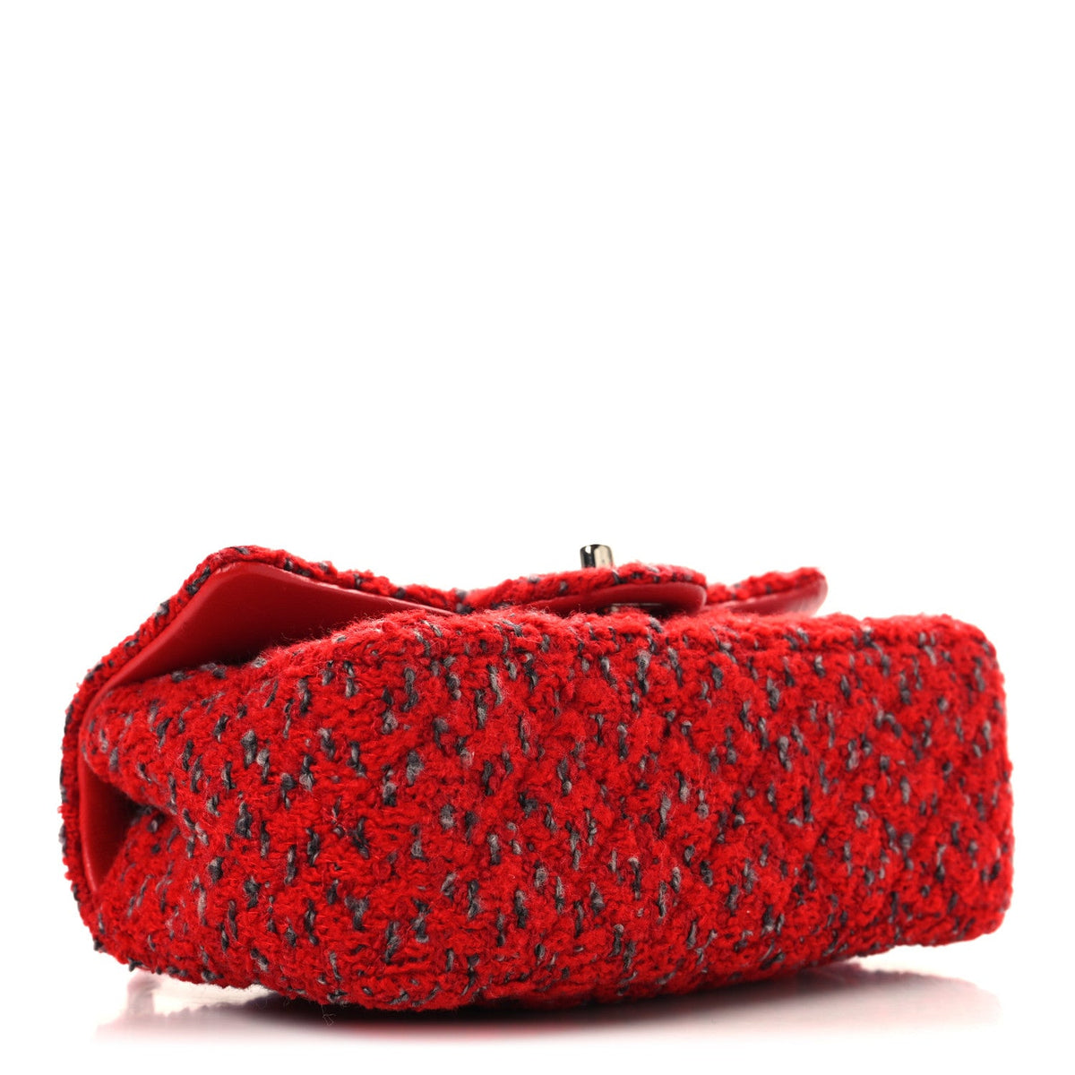 Tweed Quilted Mini Rectangular Flap Red Grey