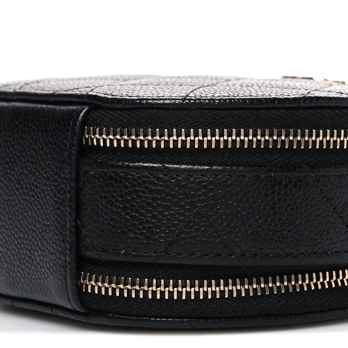 Caviar Quilted Round Handle With Care Vanity With Chain Black