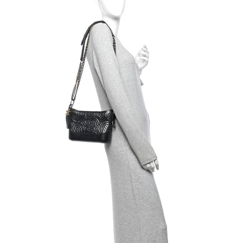 Aged Calfskin CC Quilted Small Gabrielle Hobo Black