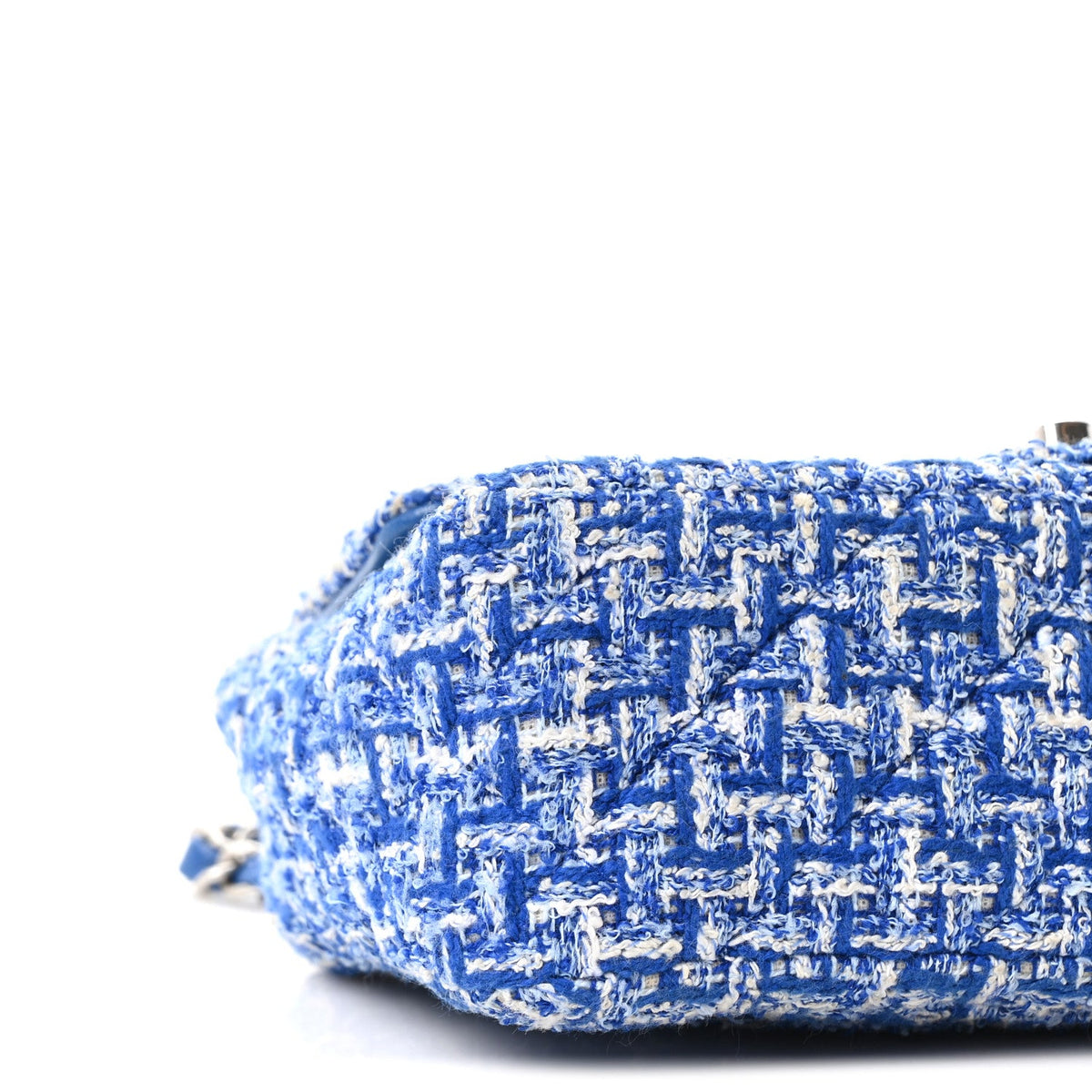 Tweed Quilted Mini Rectangular Flap Blue White