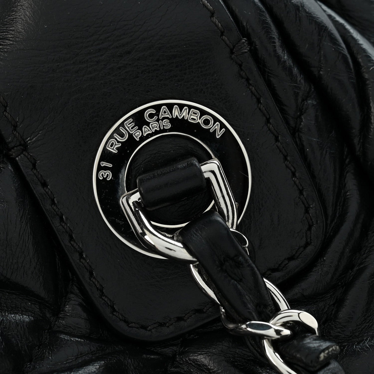Aged Calfskin Chevron Medium Soft Bowling Bag Black