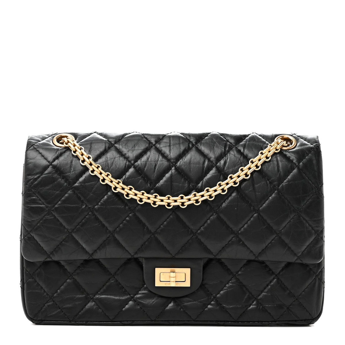 Aged Calfskin Quilted 2.55 Reissue 226 Flap Black