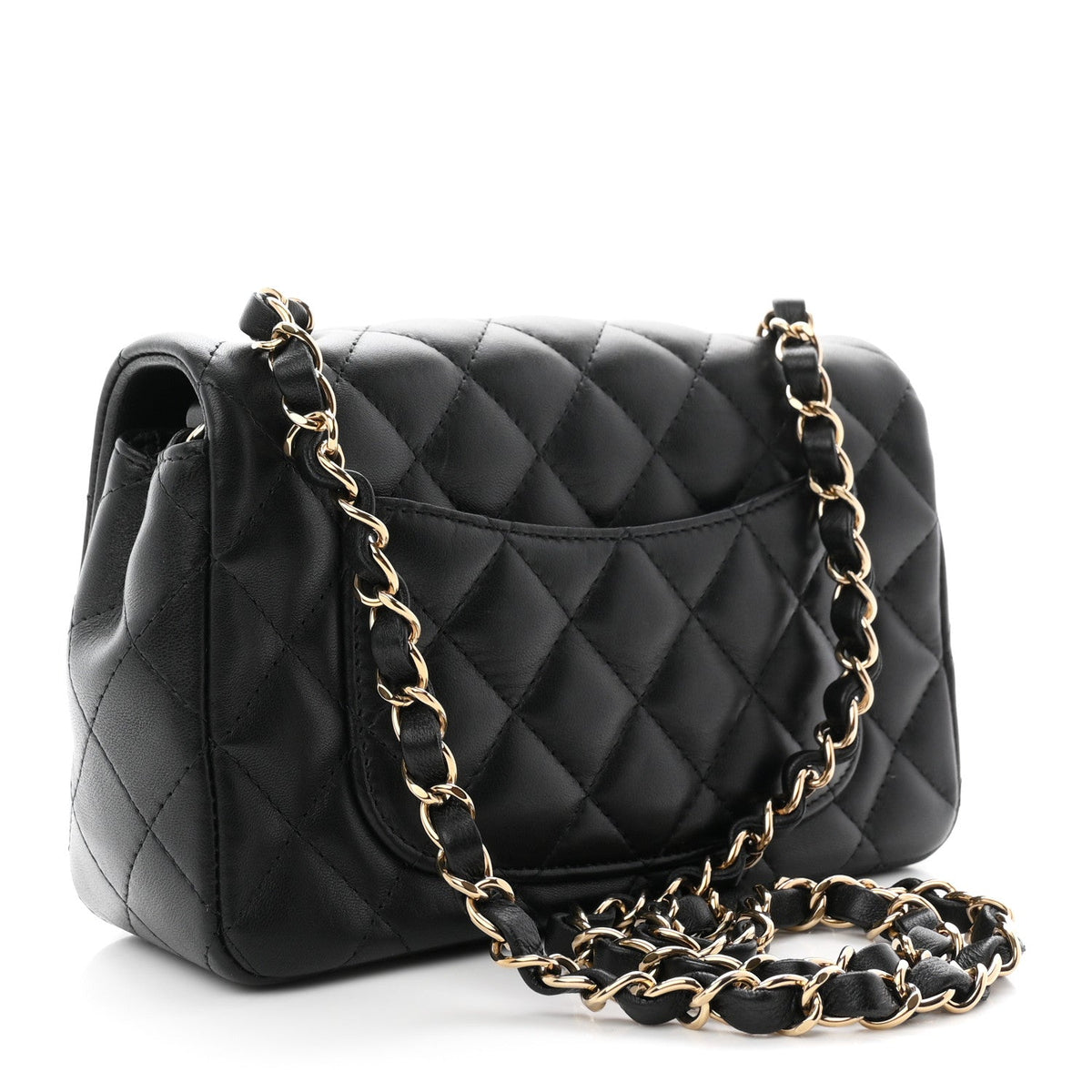 Lambskin Quilted Mini Rectangular Flap Black