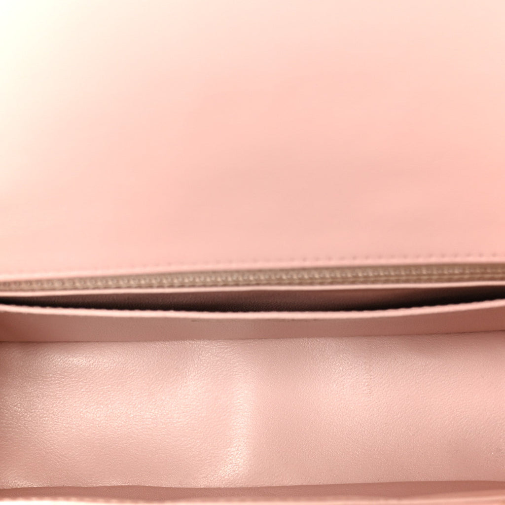 Lambskin Quilted Mini Rectangular Flap Light Pink