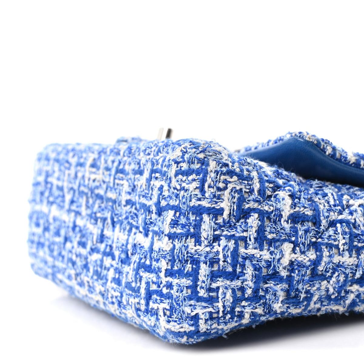 Tweed Quilted Mini Rectangular Flap Blue White