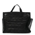 Grained Calfskin CC Pocket Tote Black