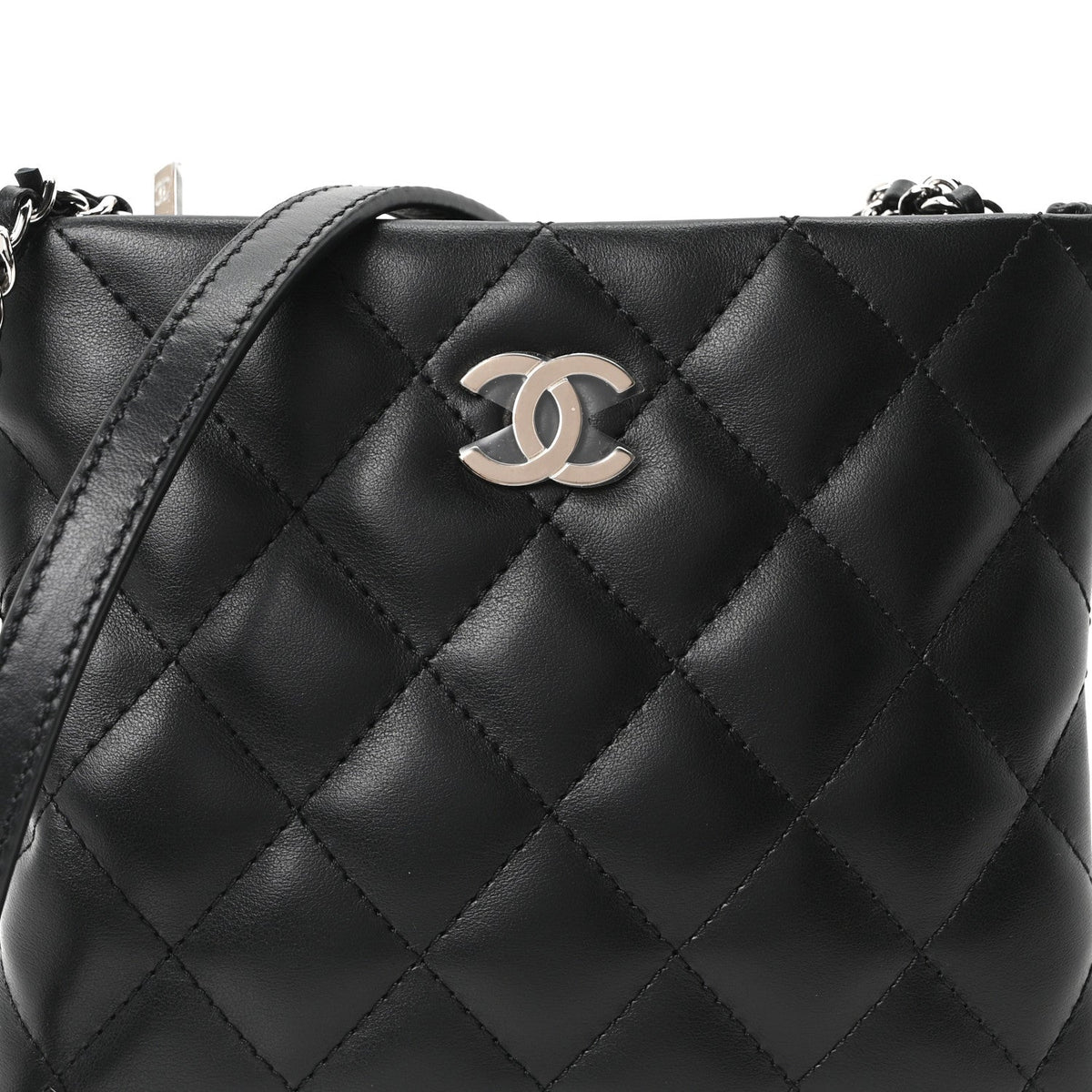 Lambskin Quilted Uniform Crossbody Bag Black