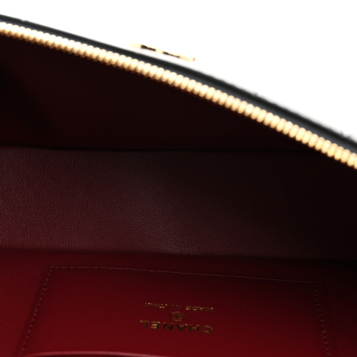 Calfskin Crocodile Embossed Slim Vanity Case With Chain  Black
