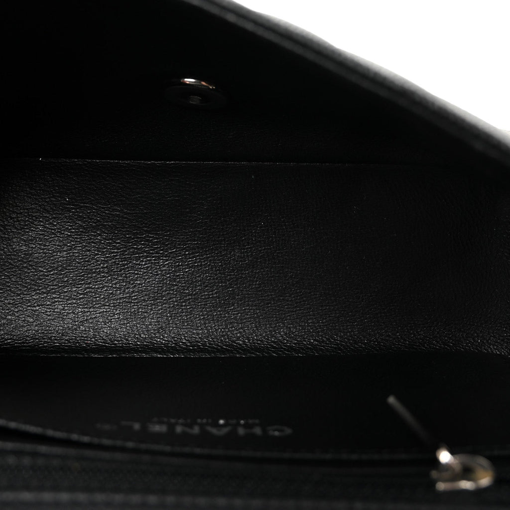 Caviar Chevron Quilted Mini Rectangular Flap Black
