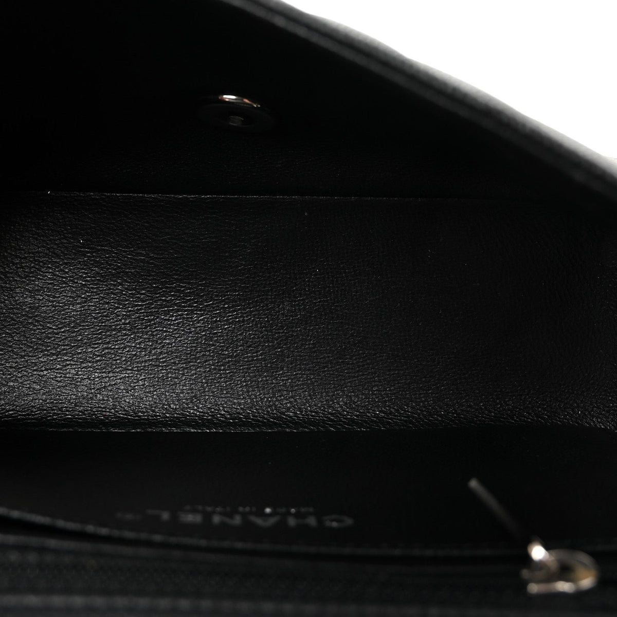 Caviar Chevron Quilted Mini Rectangular Flap Black