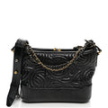 Aged Calfskin CC Quilted Small Gabrielle Hobo Black