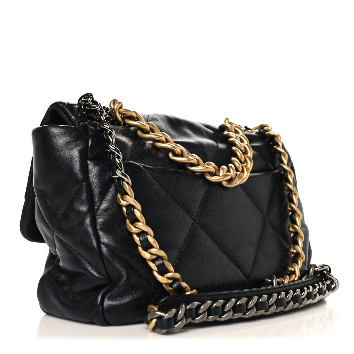 Lambskin Quilted Large Chanel 19 Flap Black
