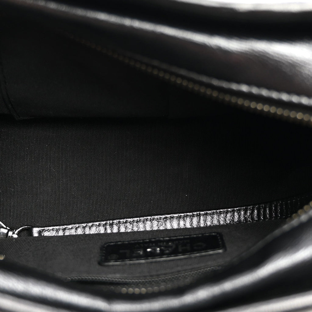Aged Calfskin CC Quilted Small Gabrielle Hobo Black