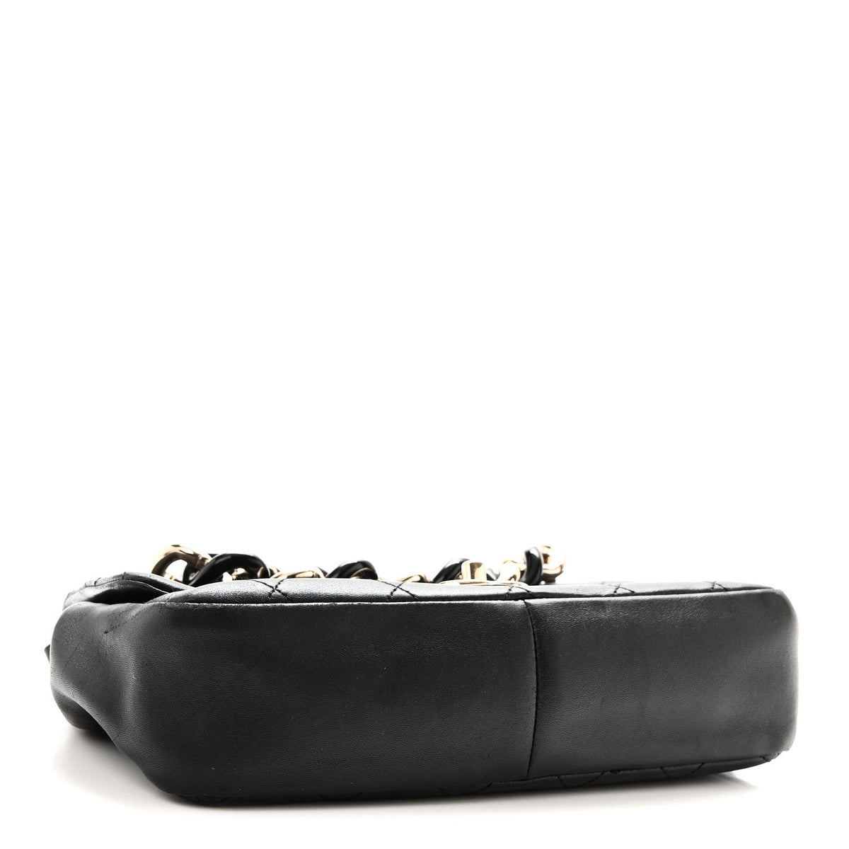 Lambskin Quilted Resin Bi-Color Chain Flap Bag Black