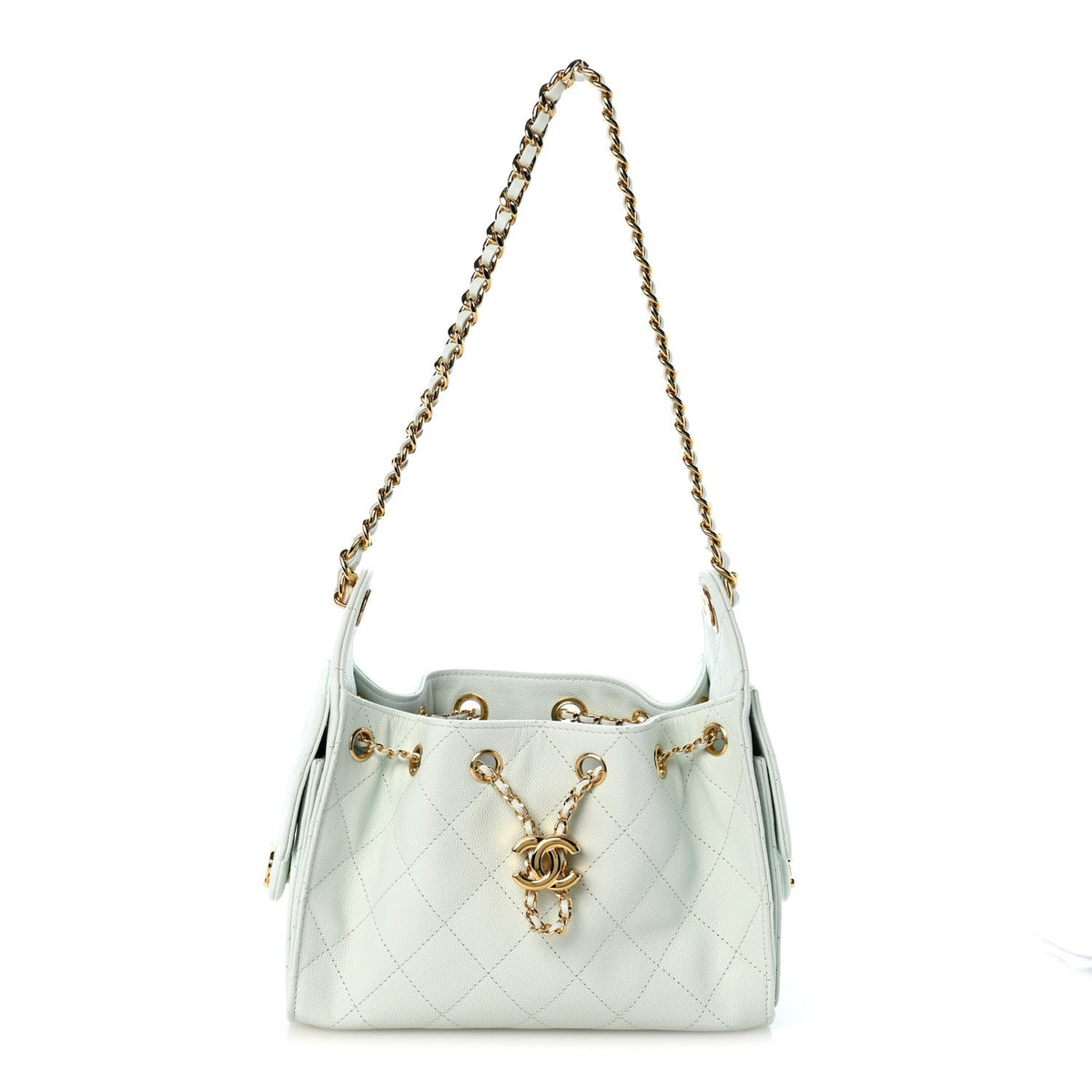 Caviar Quilted Mini Chanel 25 Handbag Light Green