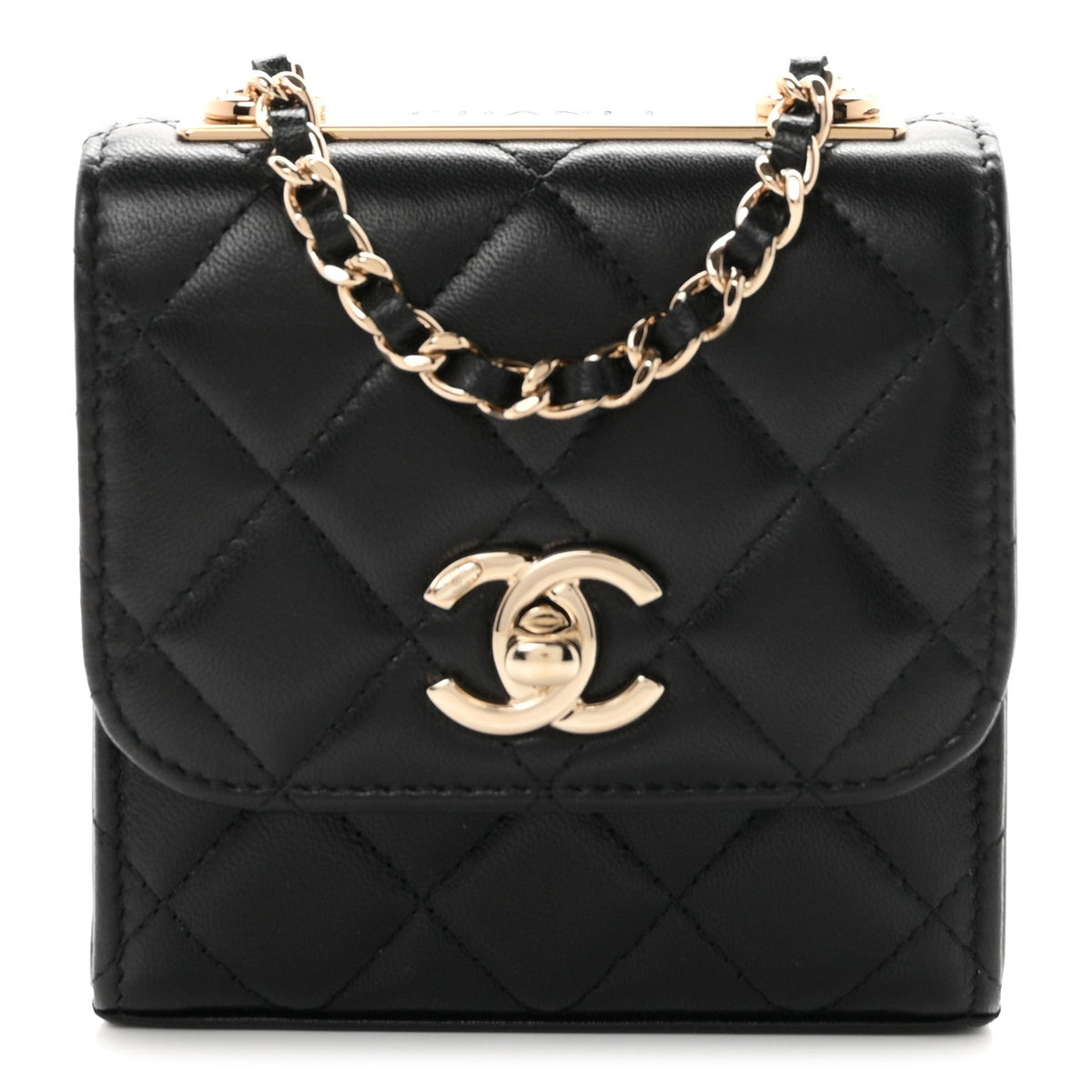 Lambskin Quilted Mini Trendy CC Chain Wallet Black
