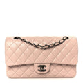 Caviar Quilted Medium Double Flap Light Pink