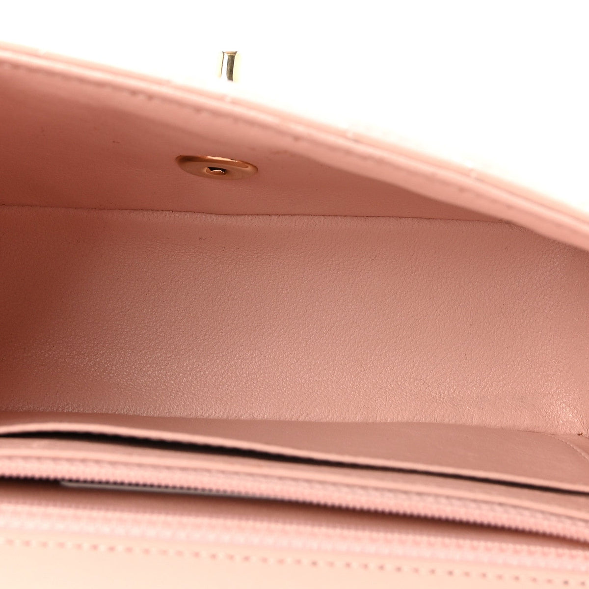Calfskin Chevron Quilted Mini Rectangular Flap Light Pink