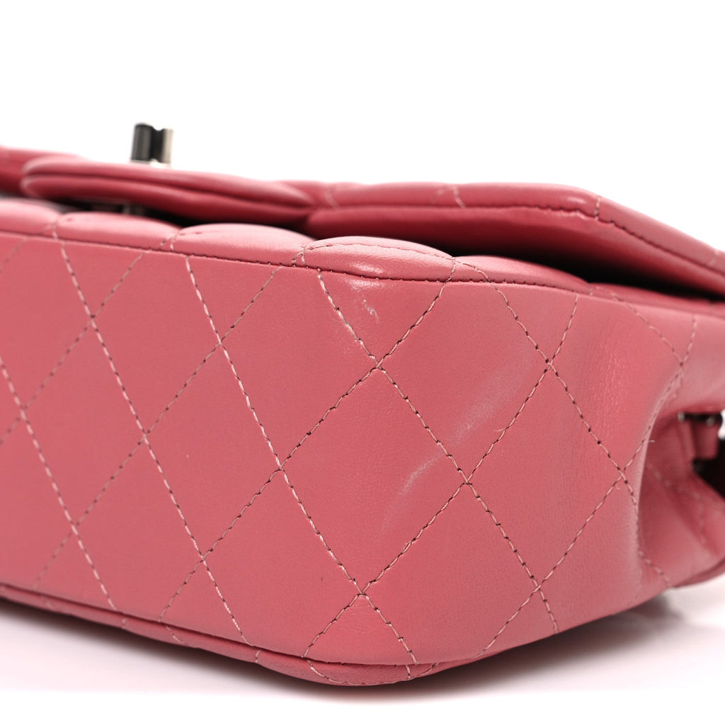 Lambskin Quilted Mini Rectangular Flap Pink
