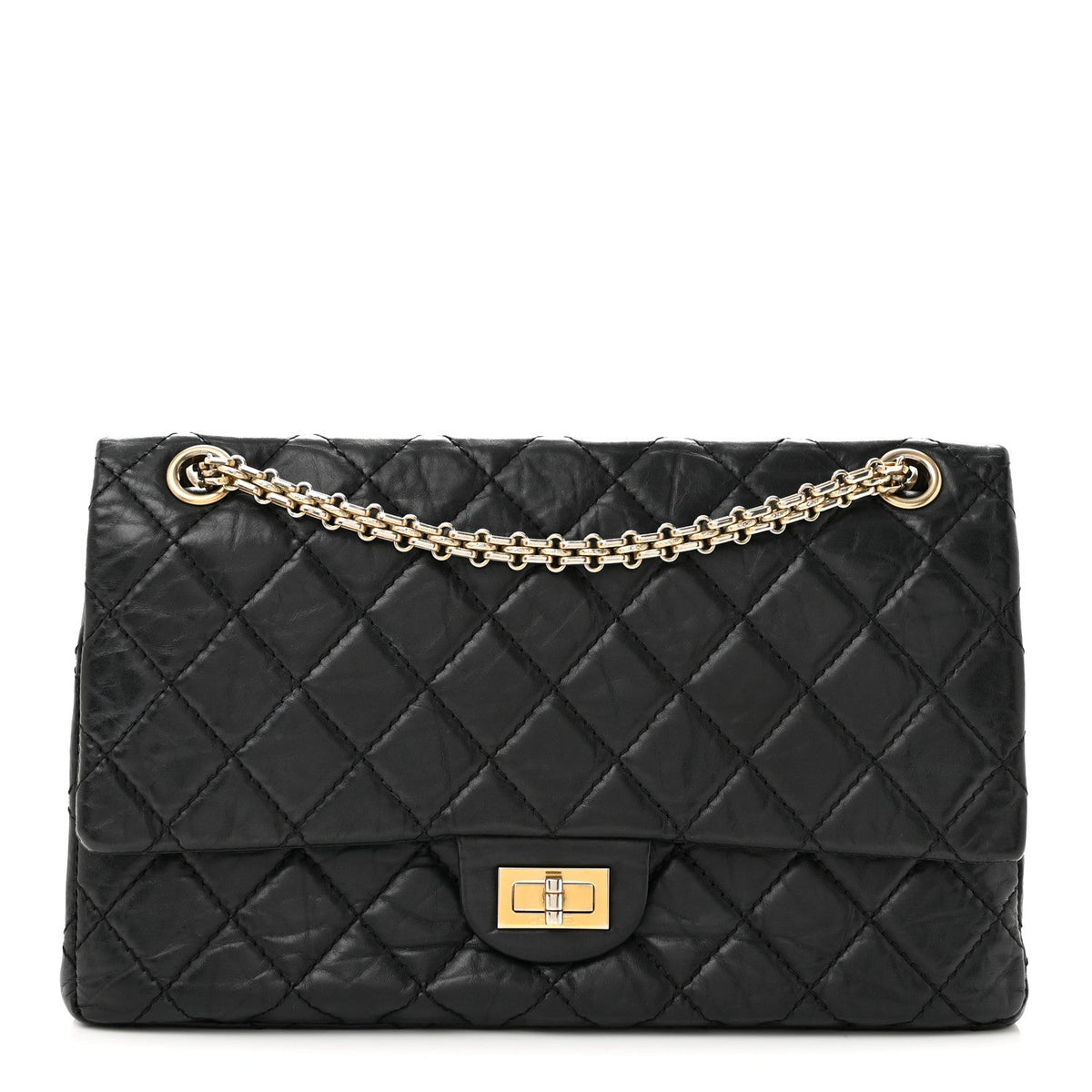 Aged Calfskin Quilted 2.55 Reissue 226 Flap Black